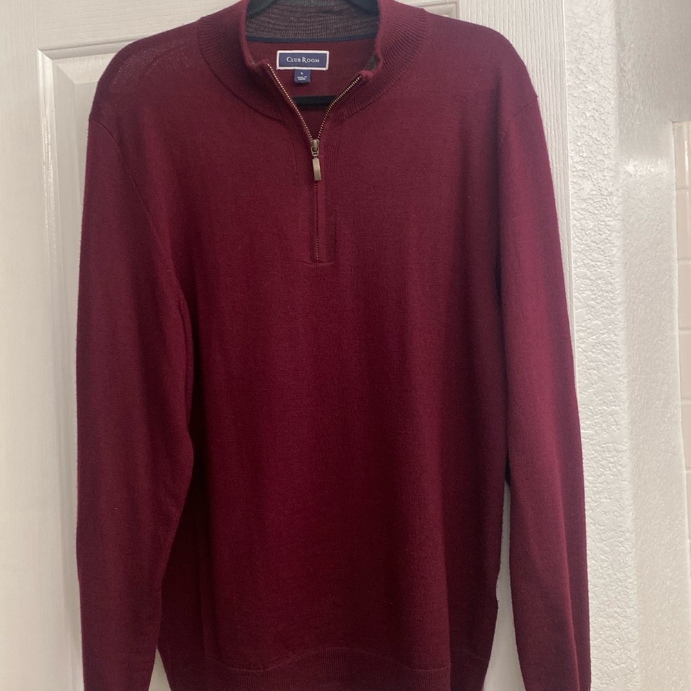 CLUB ROOM LARGE BURGUNDY WOOL BLEND